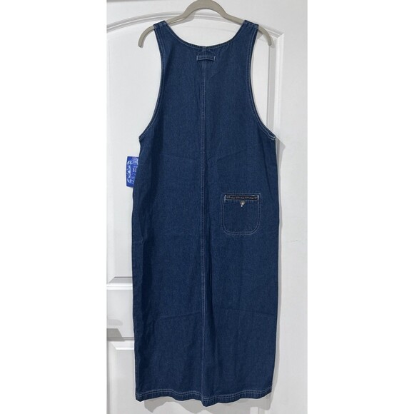 Vintage Denim Dress Medium Button Front Maxi Y2K 90s Jumper Pockets NEW - Picture 10 of 12